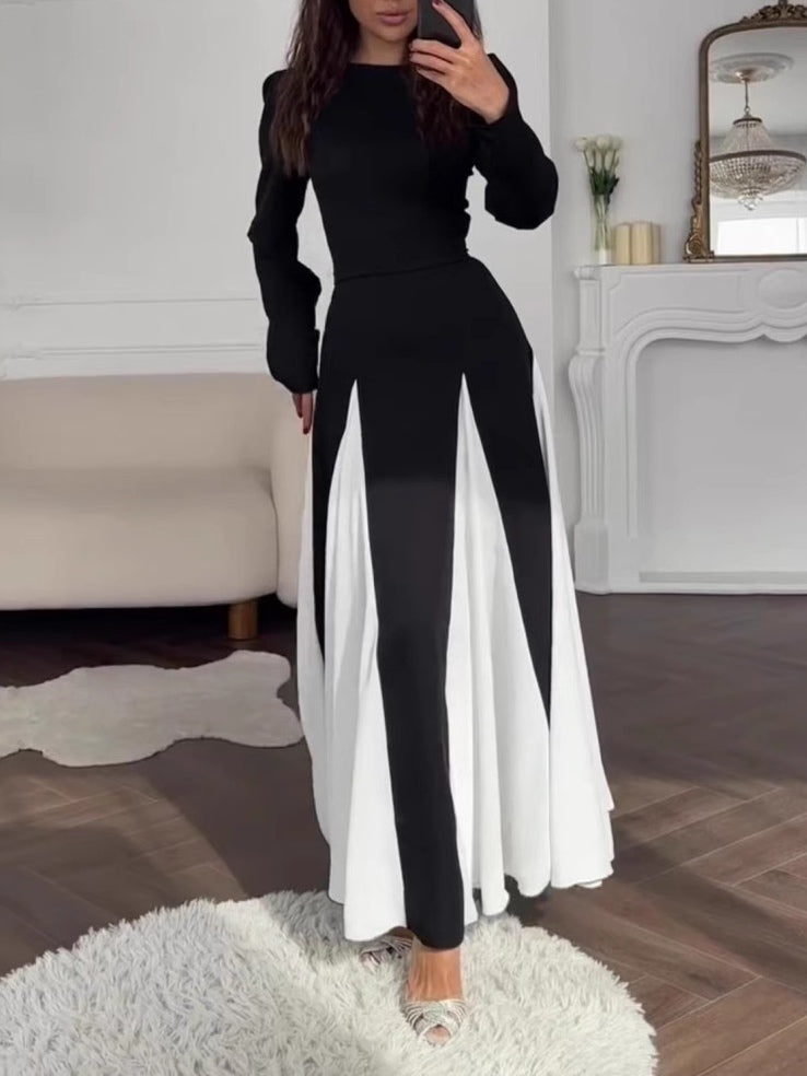 Vestido con cuello redondo y cintura marcada