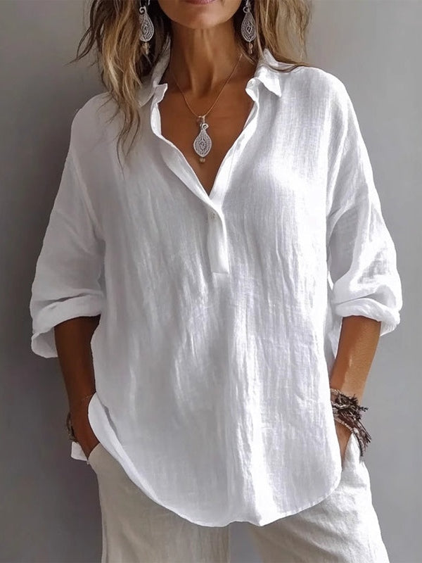 Camisa holgada de lino manga larga