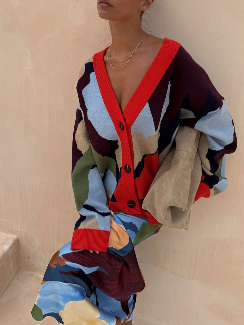 Chaqueta de punto con estampado