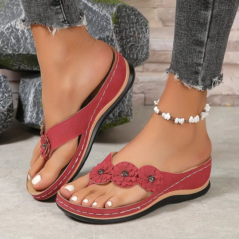 Lysiane | Sandalias Ortopédicas Florales con Cuña