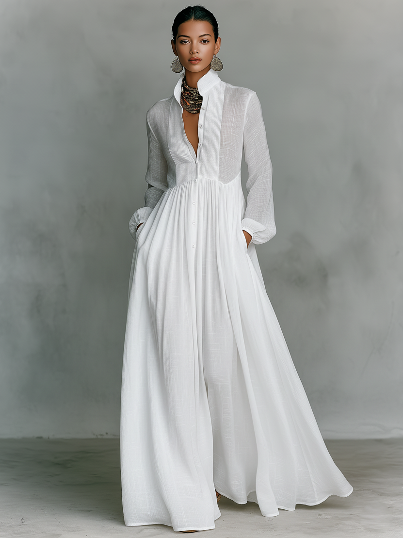 Vestido de algodón y lino