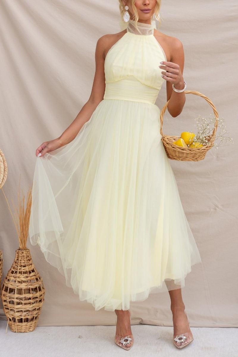 Vestido largo con cuello halter