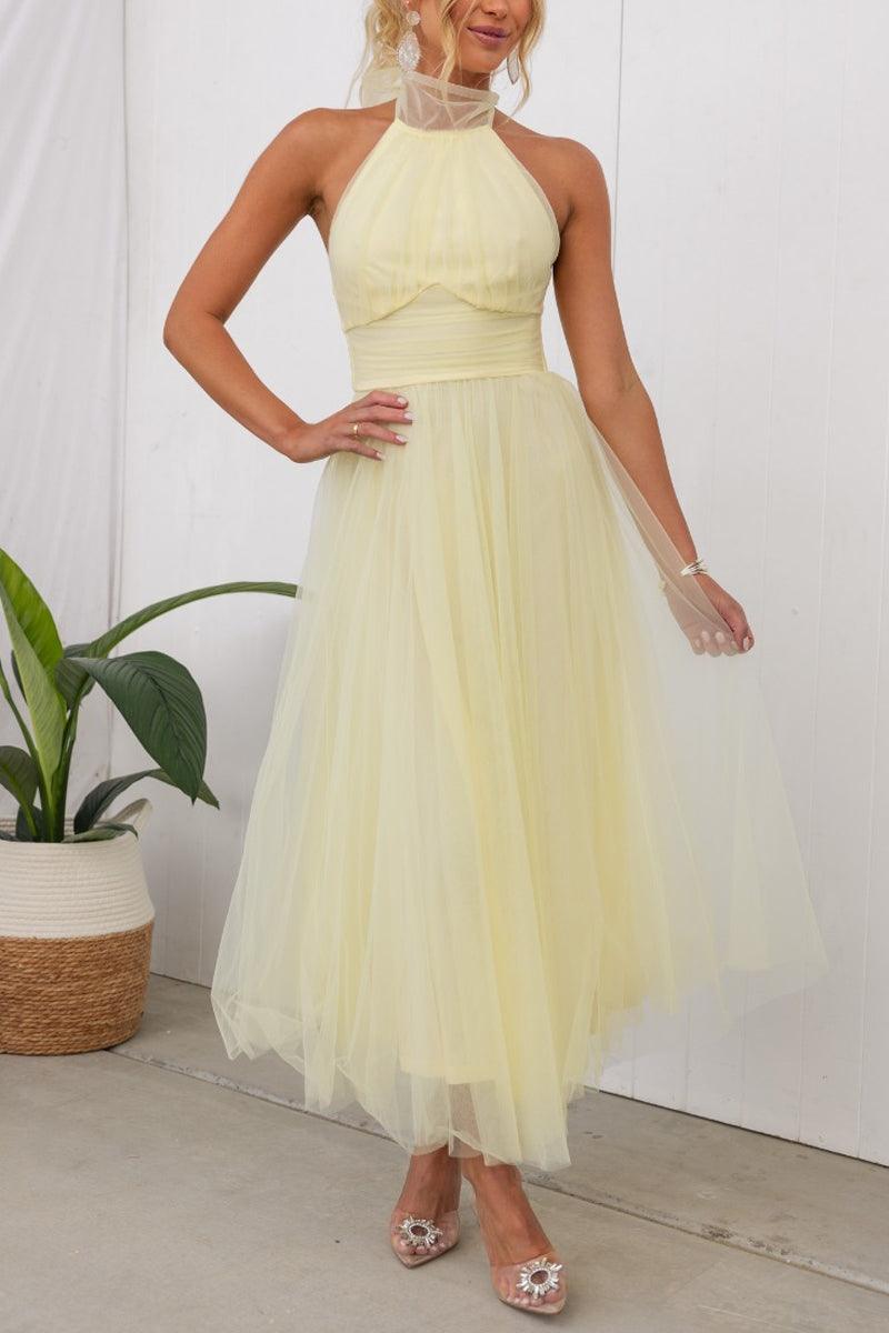 Vestido largo con cuello halter