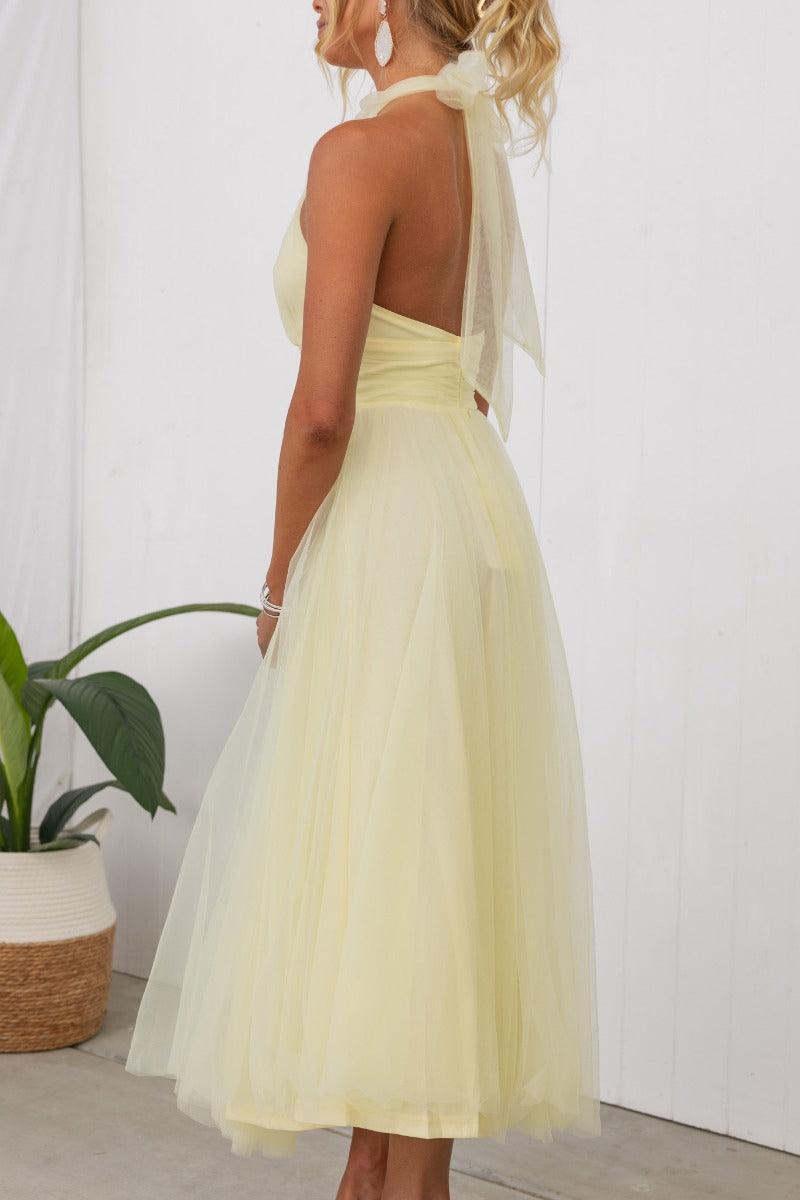 Vestido largo con cuello halter