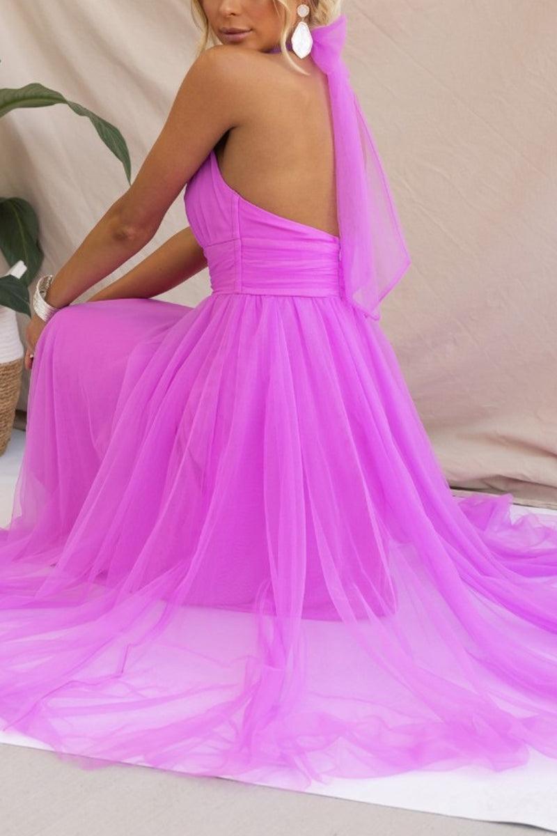 Vestido largo con cuello halter