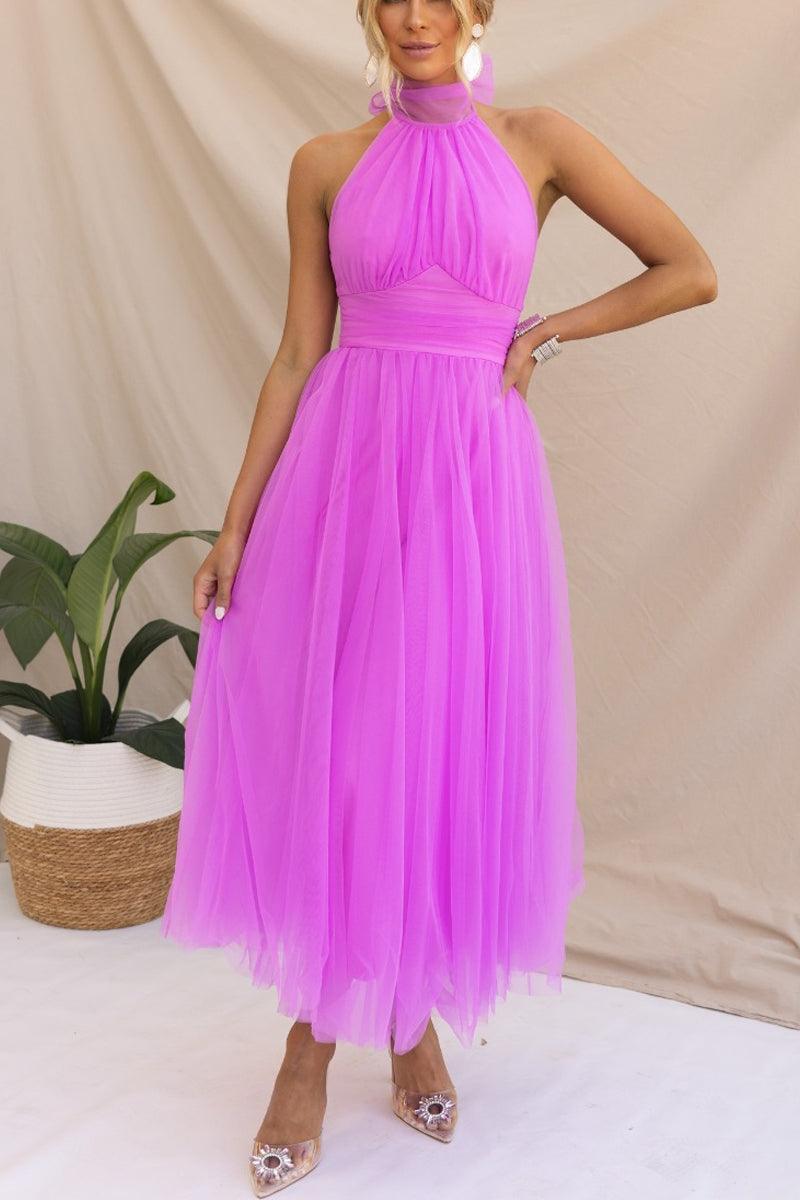 Vestido largo con cuello halter