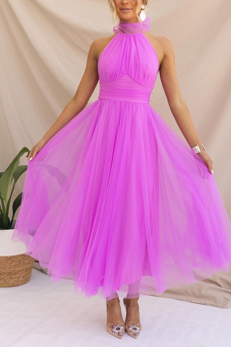 Vestido largo con cuello halter