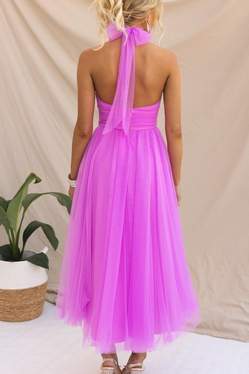 Vestido largo con cuello halter