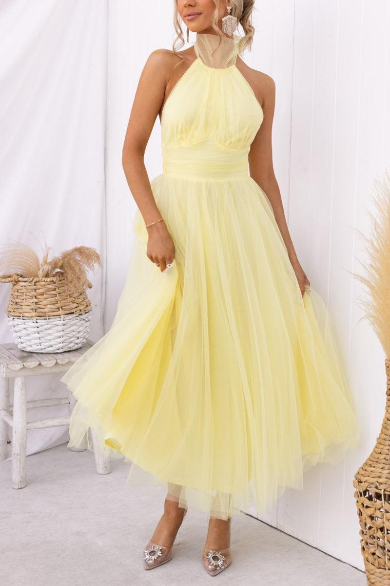Vestido largo con cuello halter