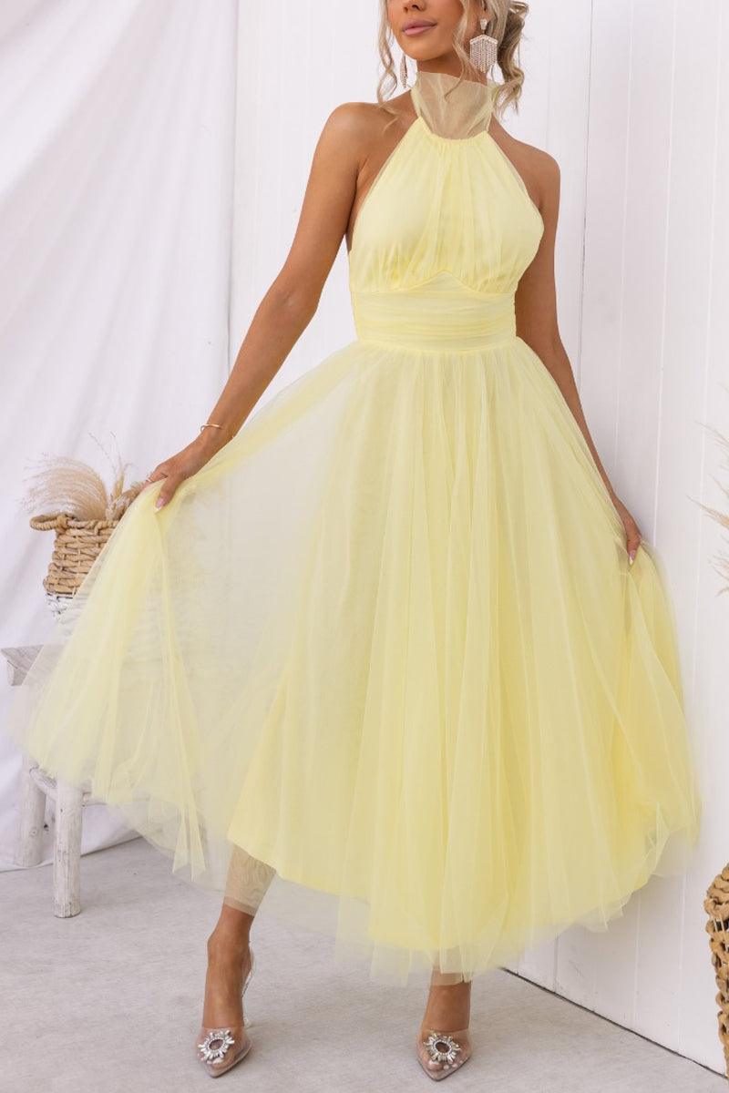 Vestido largo con cuello halter