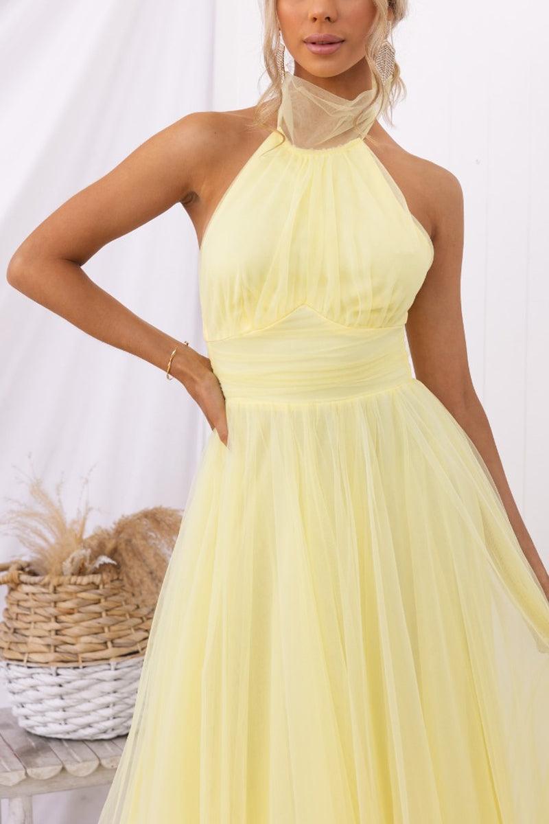 Vestido largo con cuello halter