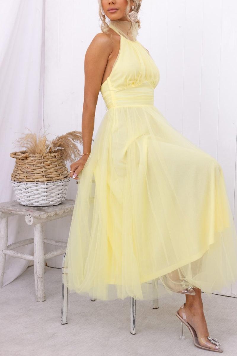 Vestido largo con cuello halter