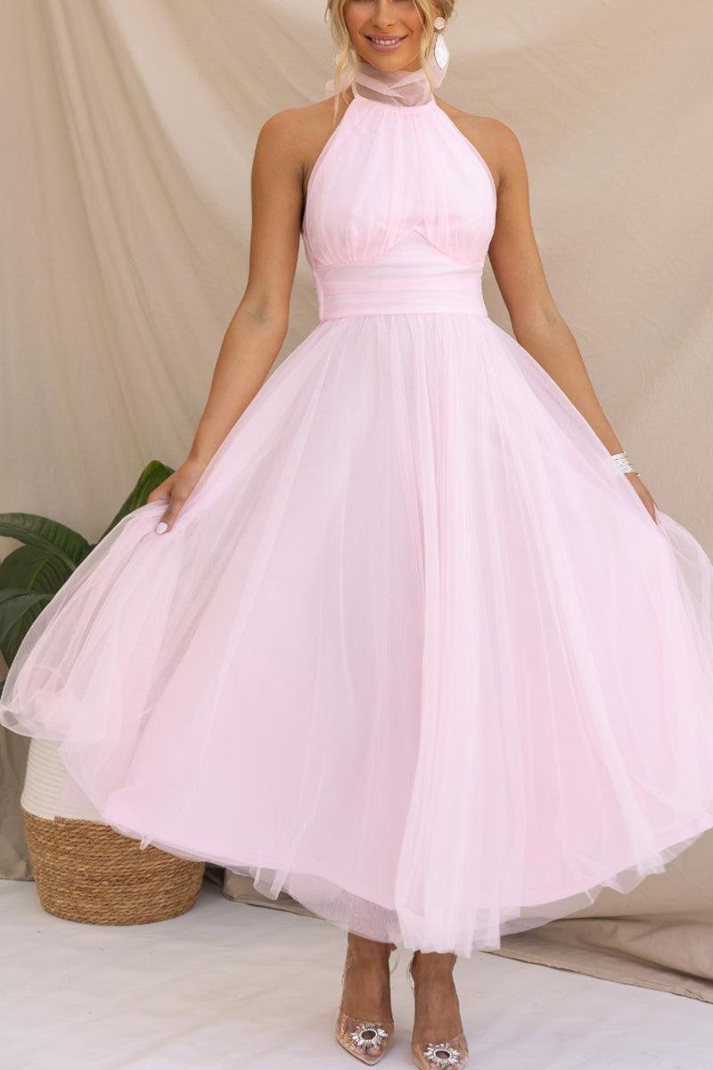 Vestido largo con cuello halter
