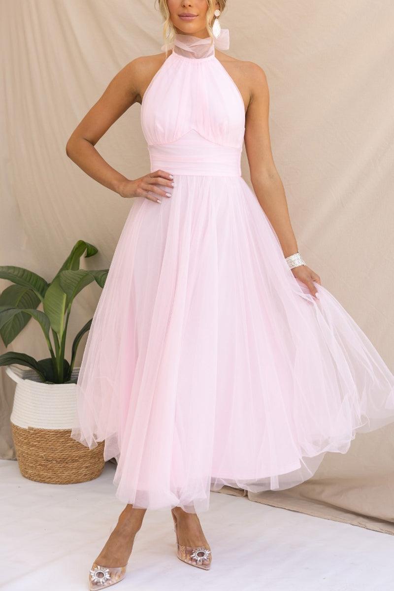 Vestido largo con cuello halter