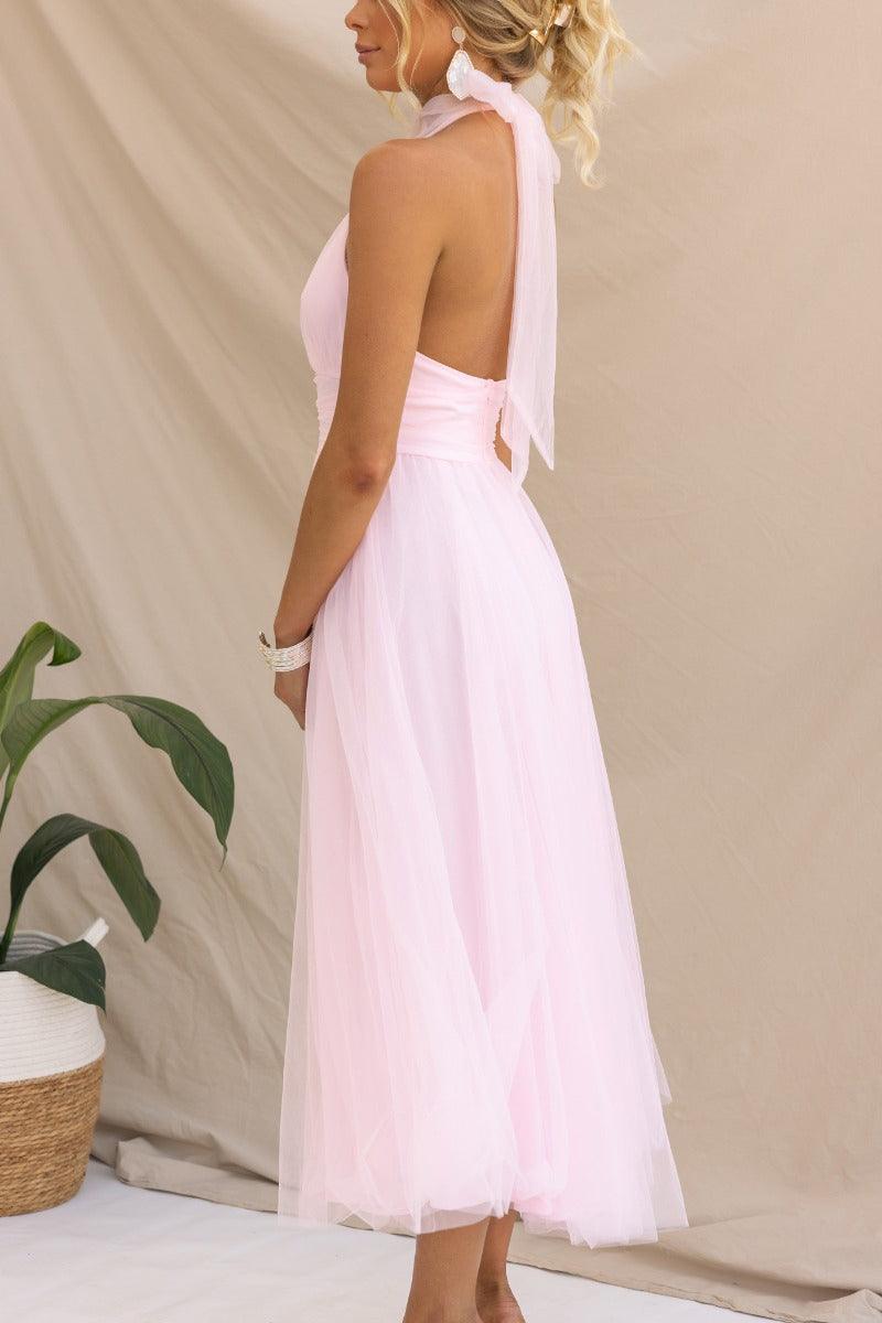 Vestido largo con cuello halter