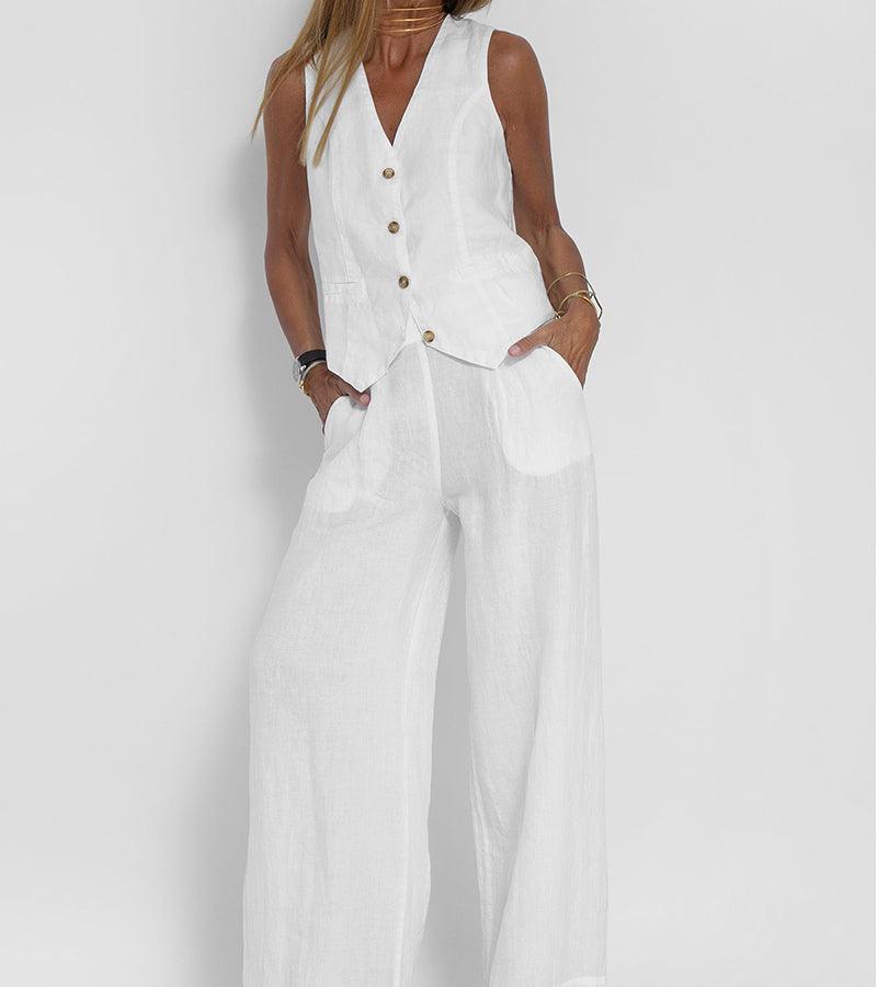 Conjunto de algodón con chaleco y pantalones