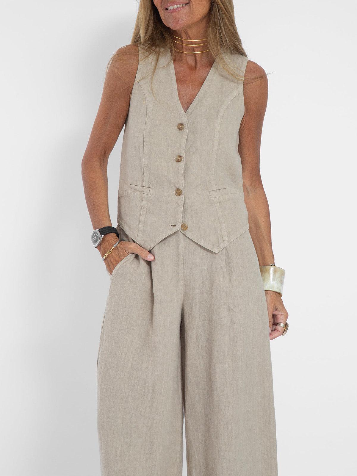 Conjunto de algodón con chaleco y pantalones
