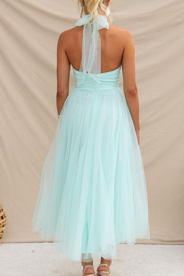 Vestido largo con cuello halter