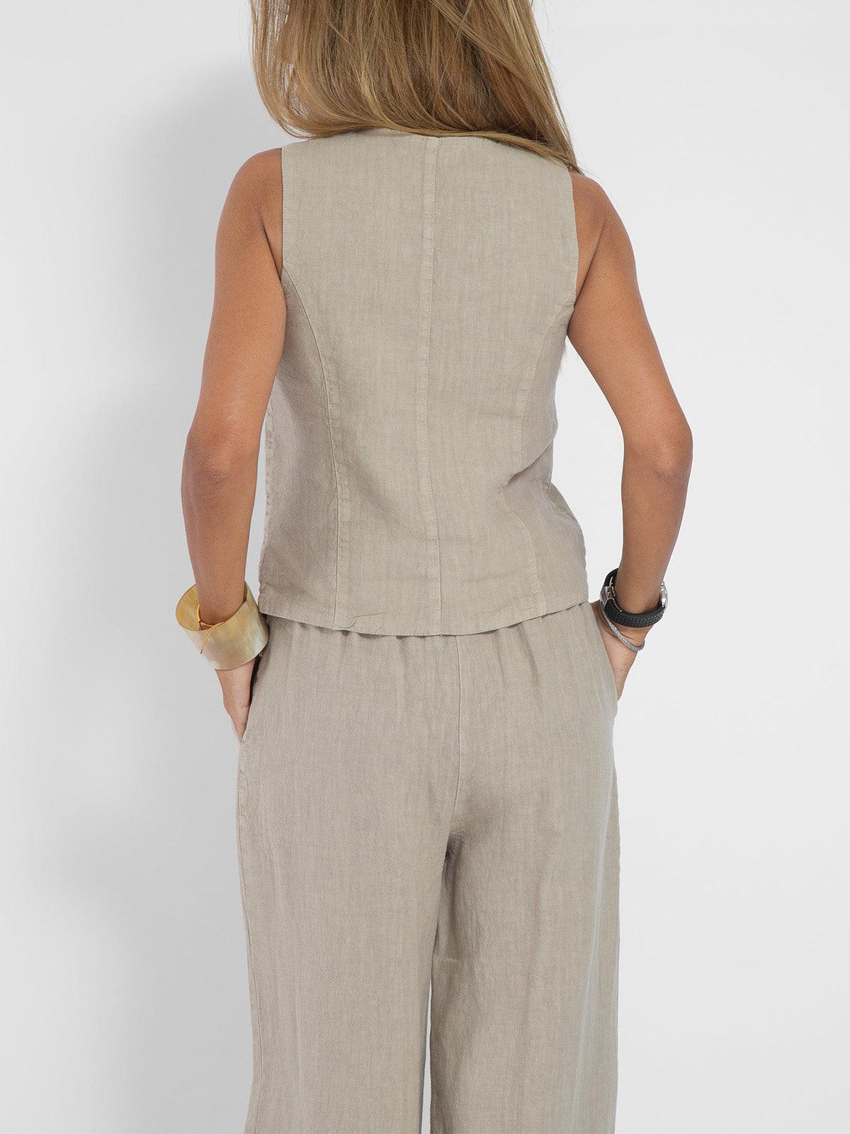 Conjunto de algodón con chaleco y pantalones