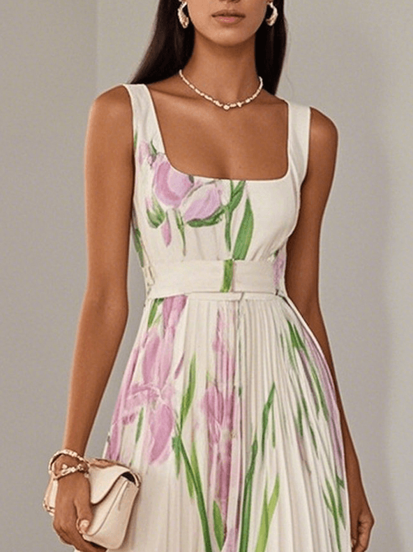 Vestido largo blanco floral