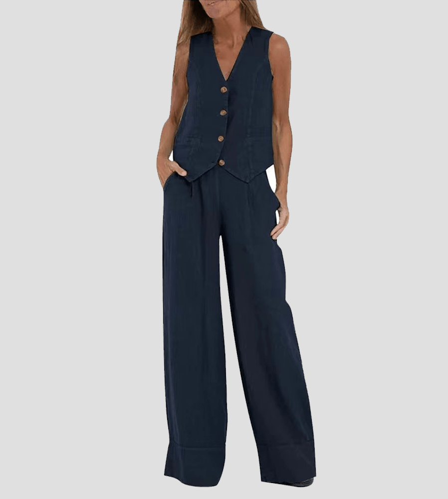 Conjunto de algodón con chaleco y pantalones