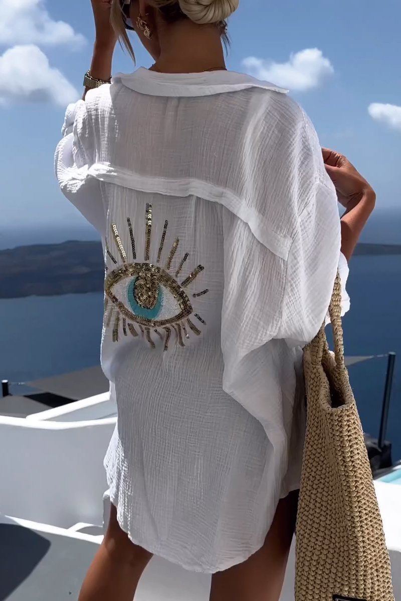 Camisa con lentejuelas y cuentas