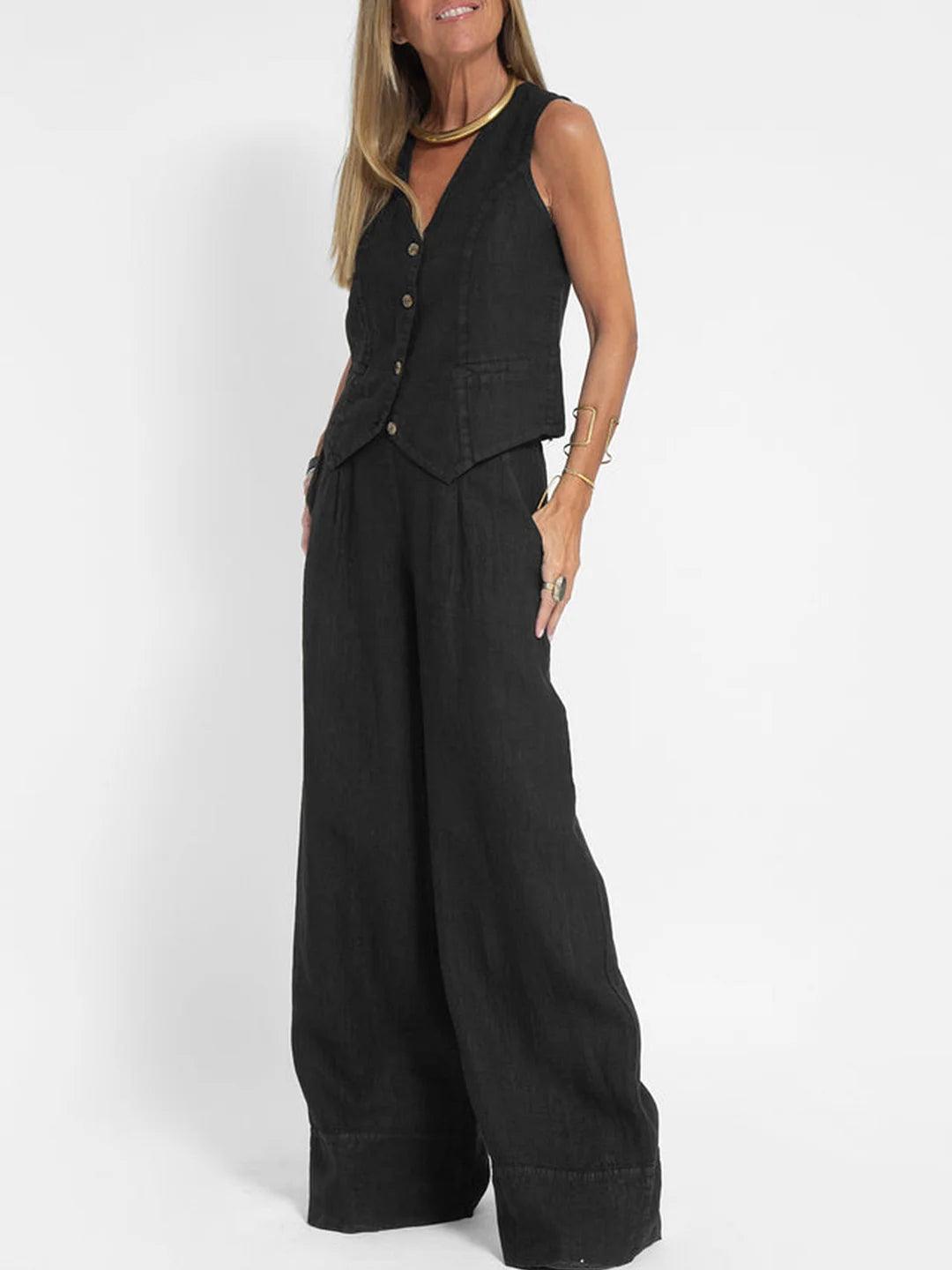 Conjunto de algodón con chaleco y pantalones