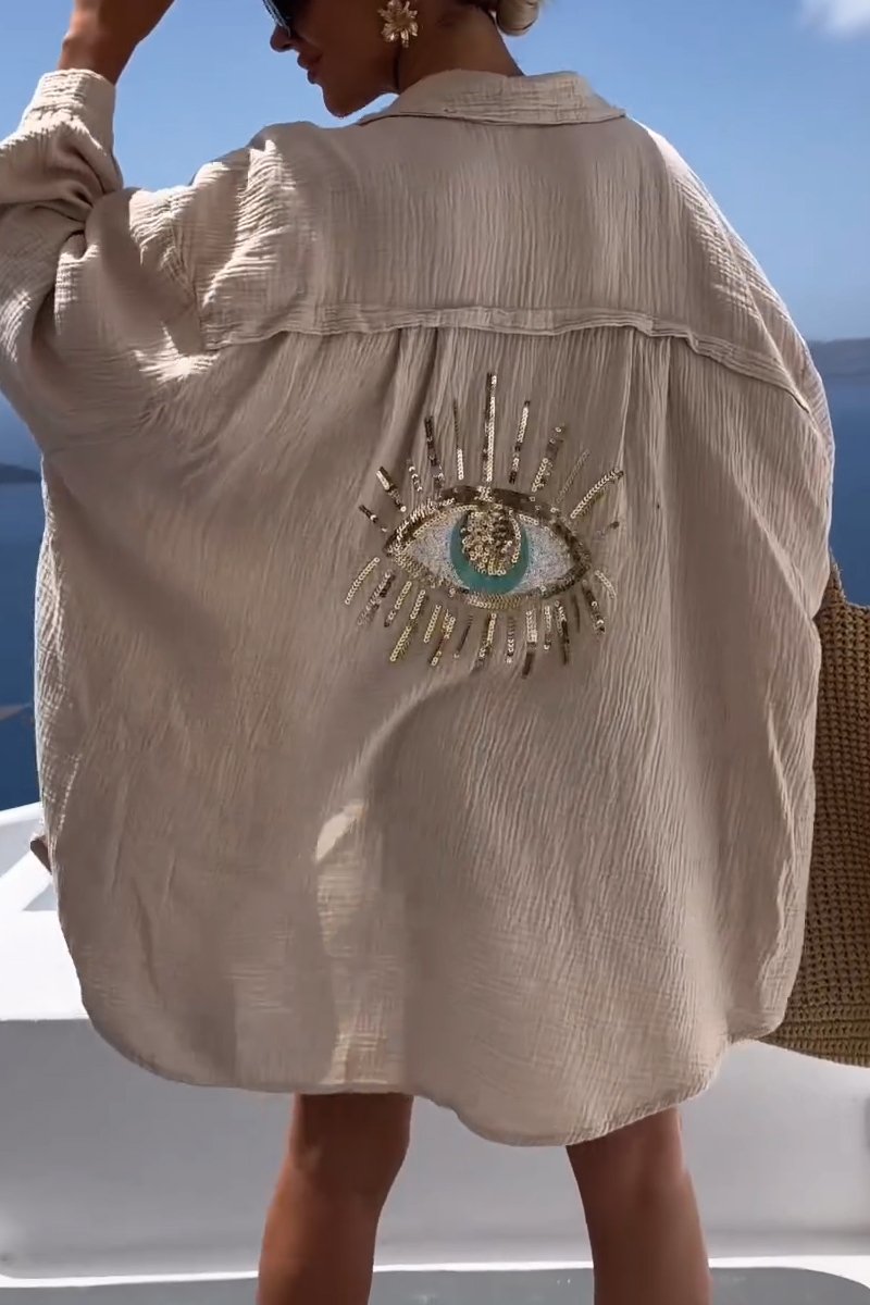 Camisa con lentejuelas y cuentas