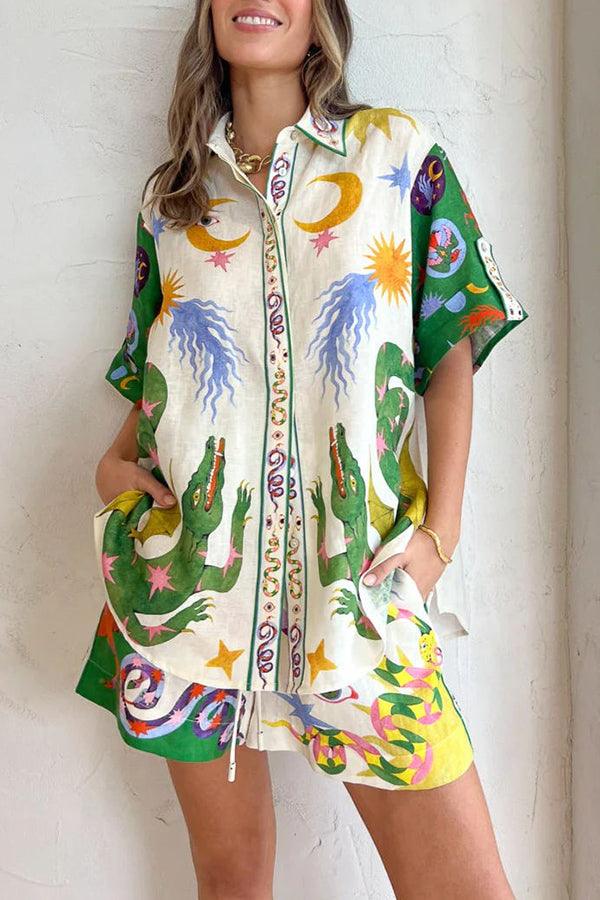 Conjunto con estampado y cintura elástica