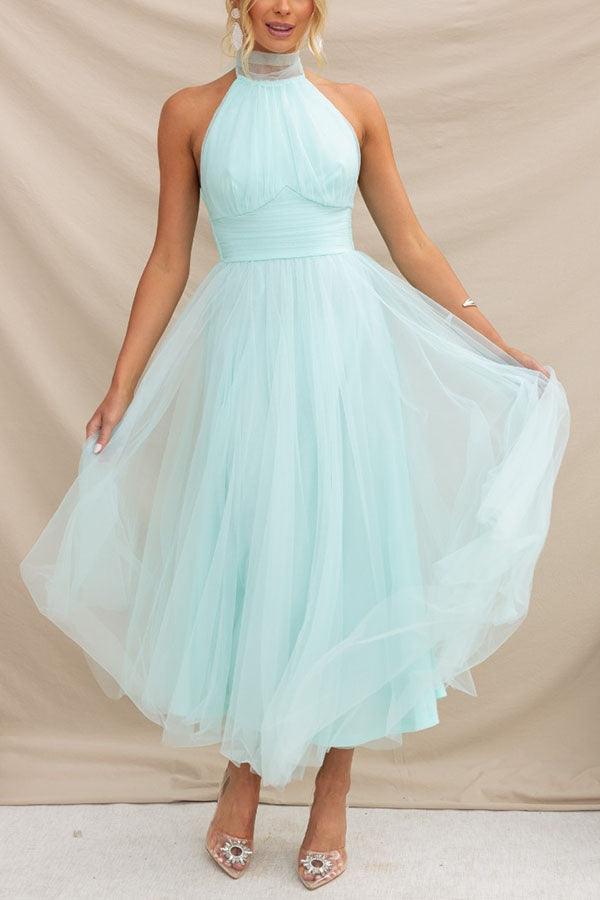 Vestido largo con cuello halter