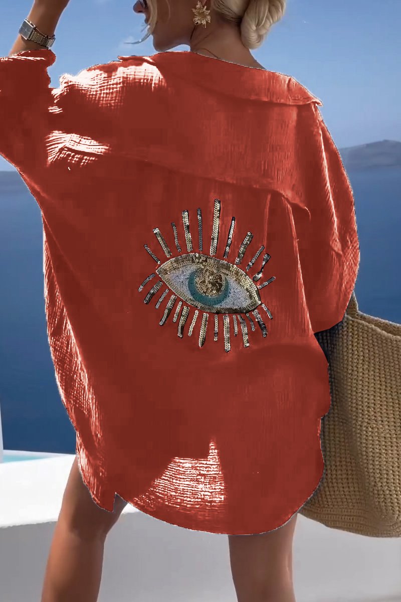 Camisa con lentejuelas y cuentas