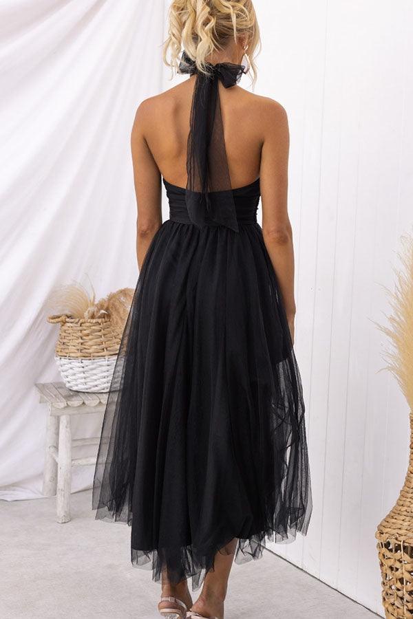 Vestido largo con cuello halter