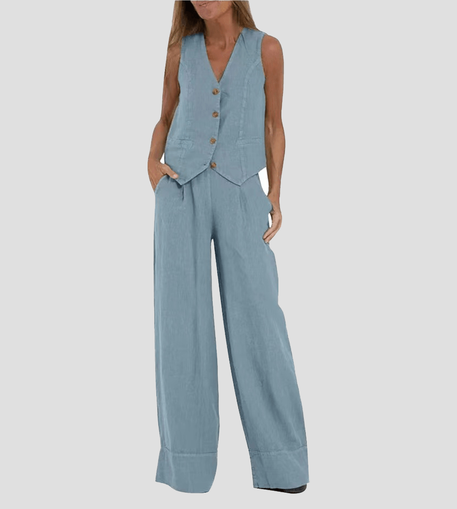 Conjunto de algodón con chaleco y pantalones