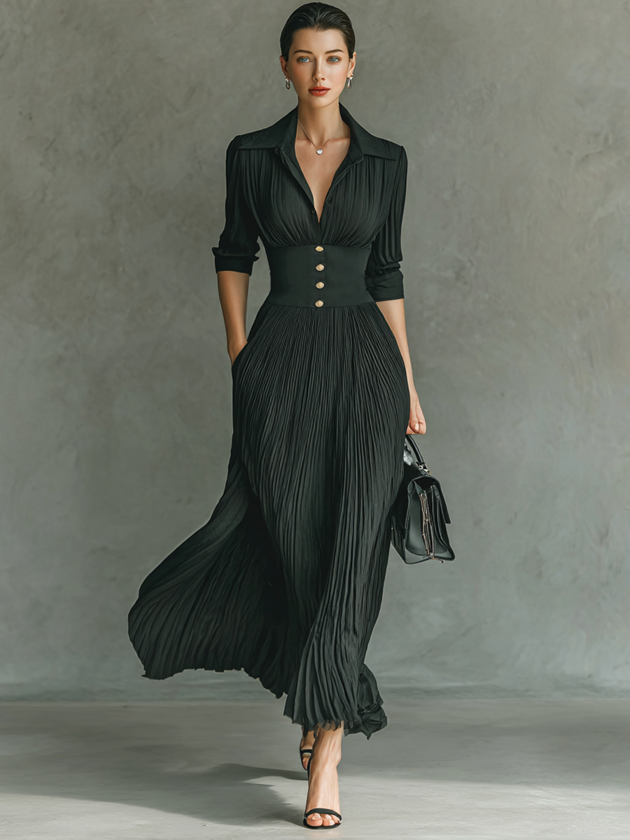 Vestido de cuello solapado