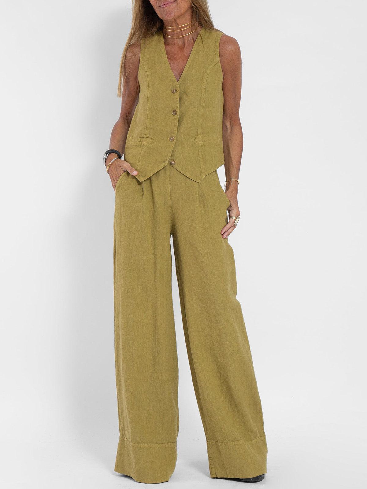 Conjunto de algodón con chaleco y pantalones