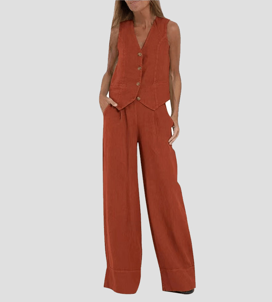 Conjunto de algodón con chaleco y pantalones
