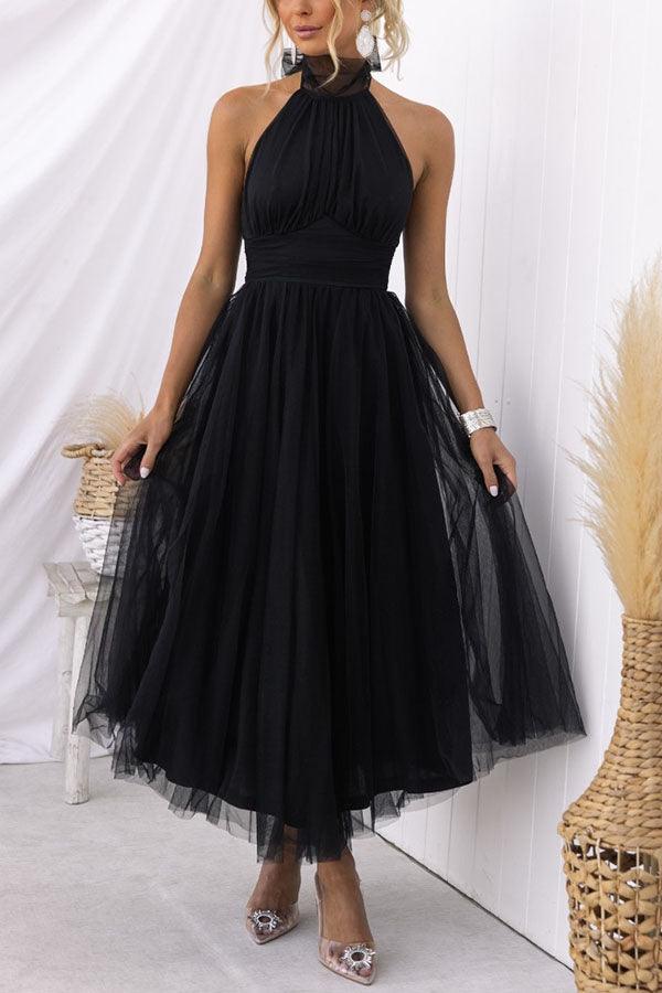 Vestido largo con cuello halter
