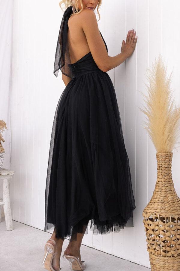 Vestido largo con cuello halter