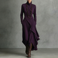VESTIDO MIDI ASIMÉTRICO DE CUELLO ALTO