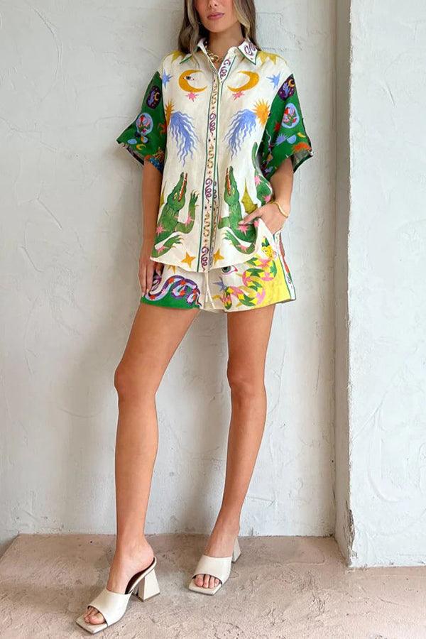 Conjunto con estampado y cintura elástica