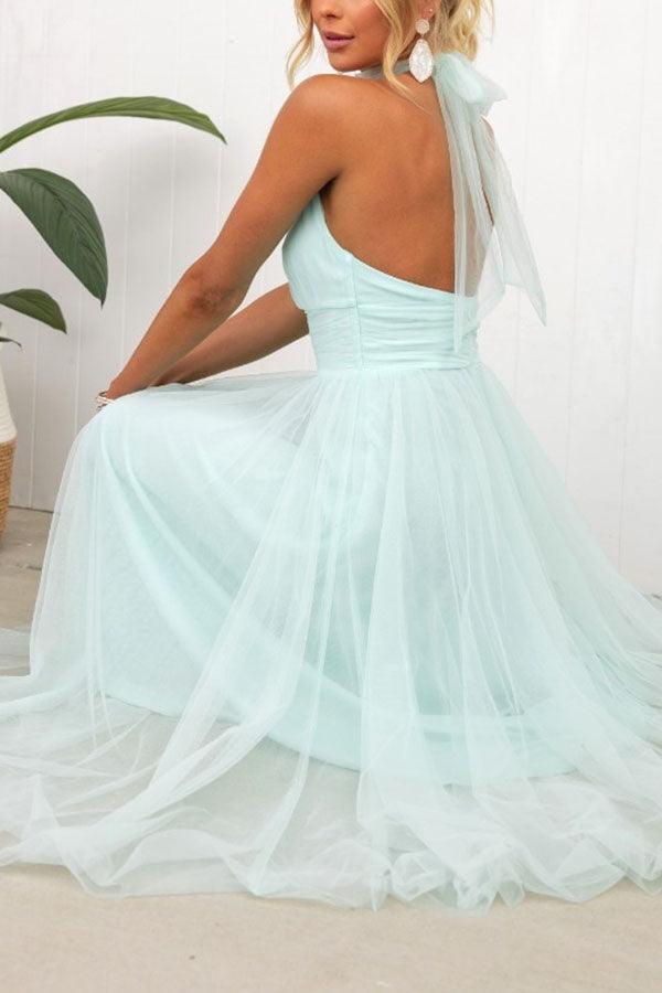 Vestido largo con cuello halter
