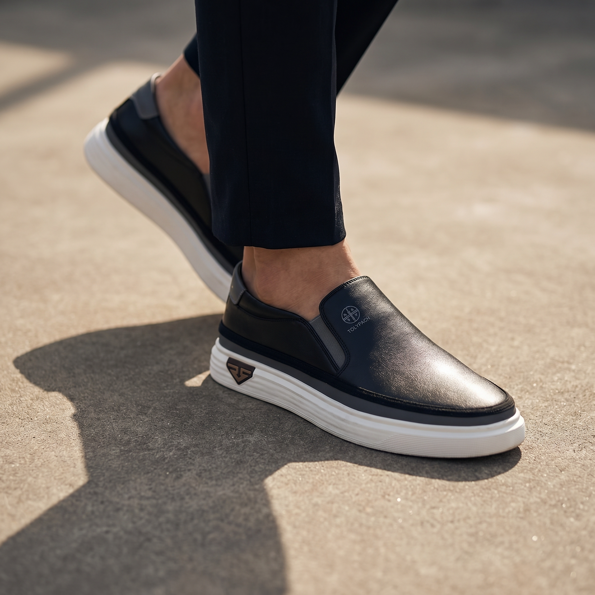 TURÍN – Zapatillas deportivas de cuero sin cordones para hombre