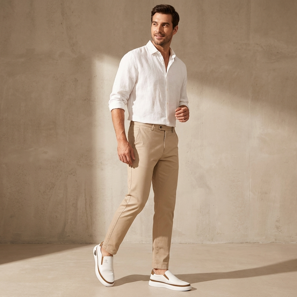 TURÍN – Zapatillas deportivas de cuero sin cordones para hombre