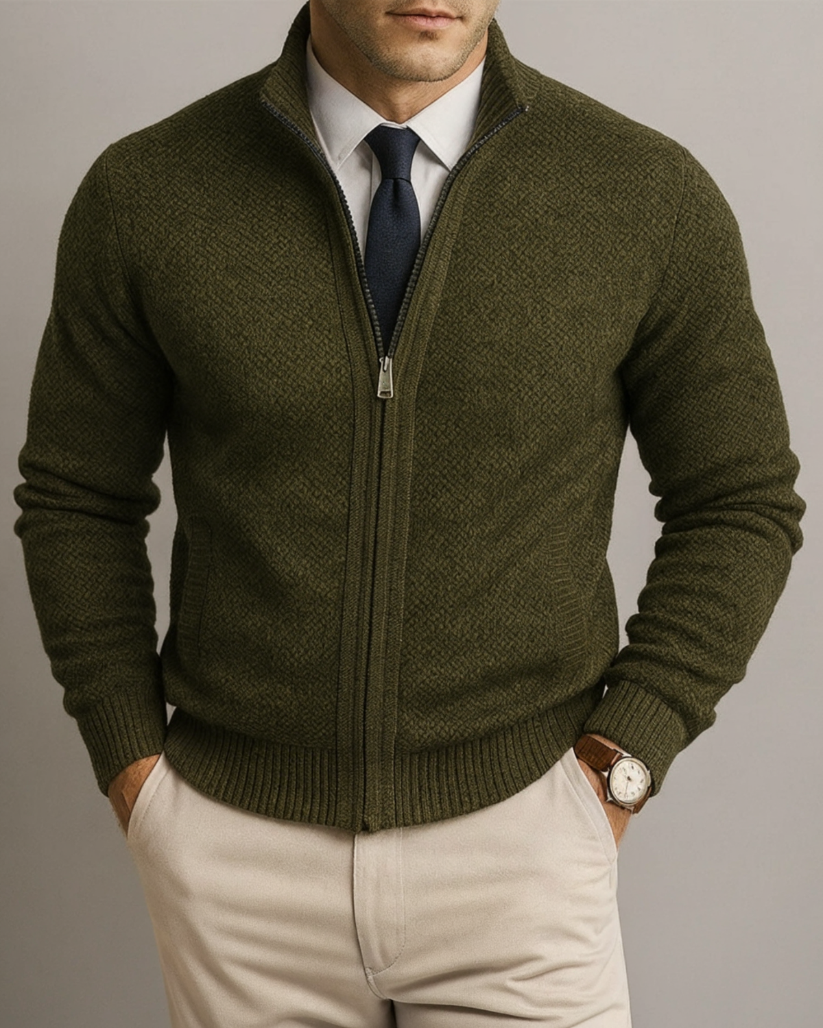 Cárdigan de lana merino hombre