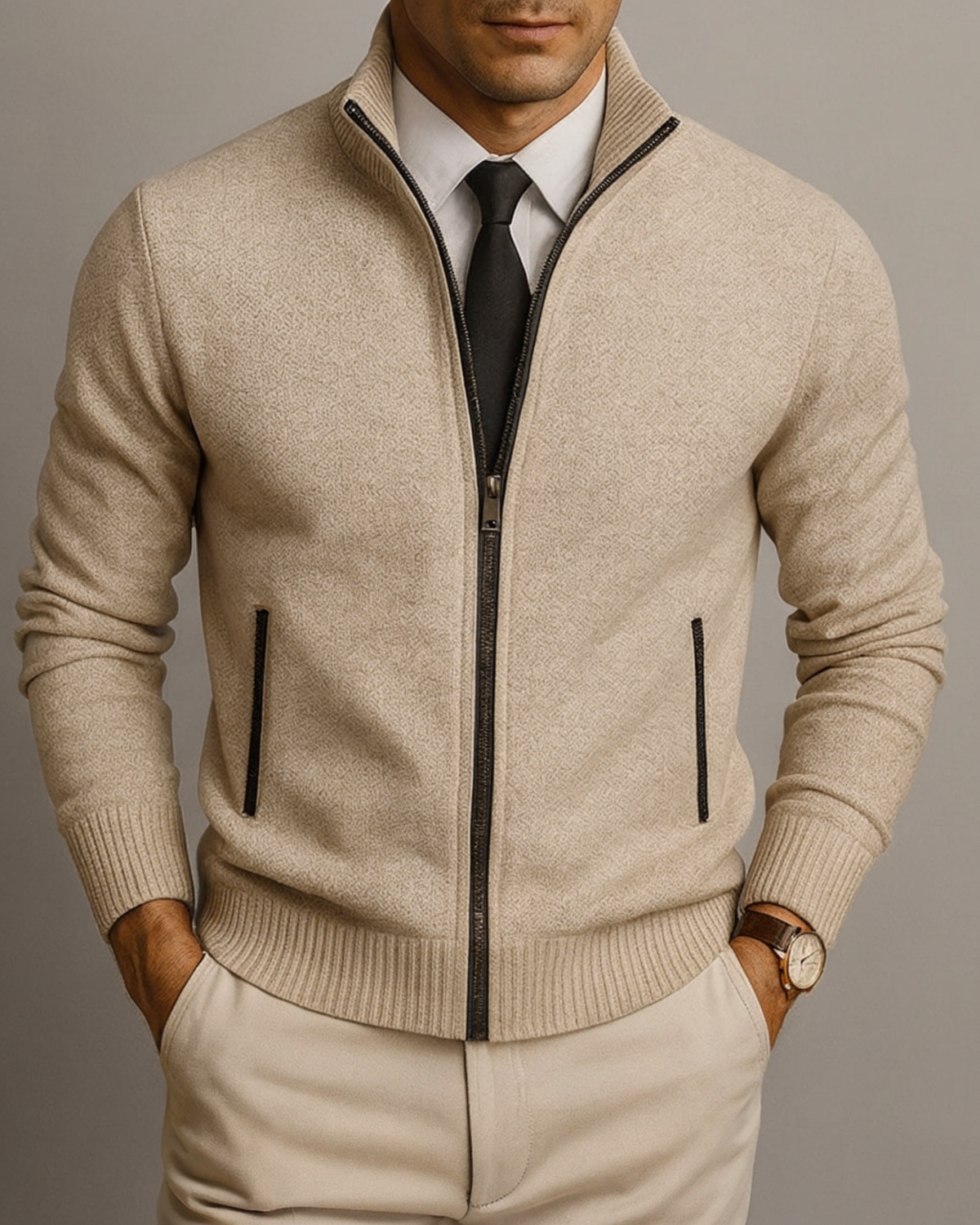 Cárdigan de lana merino hombre