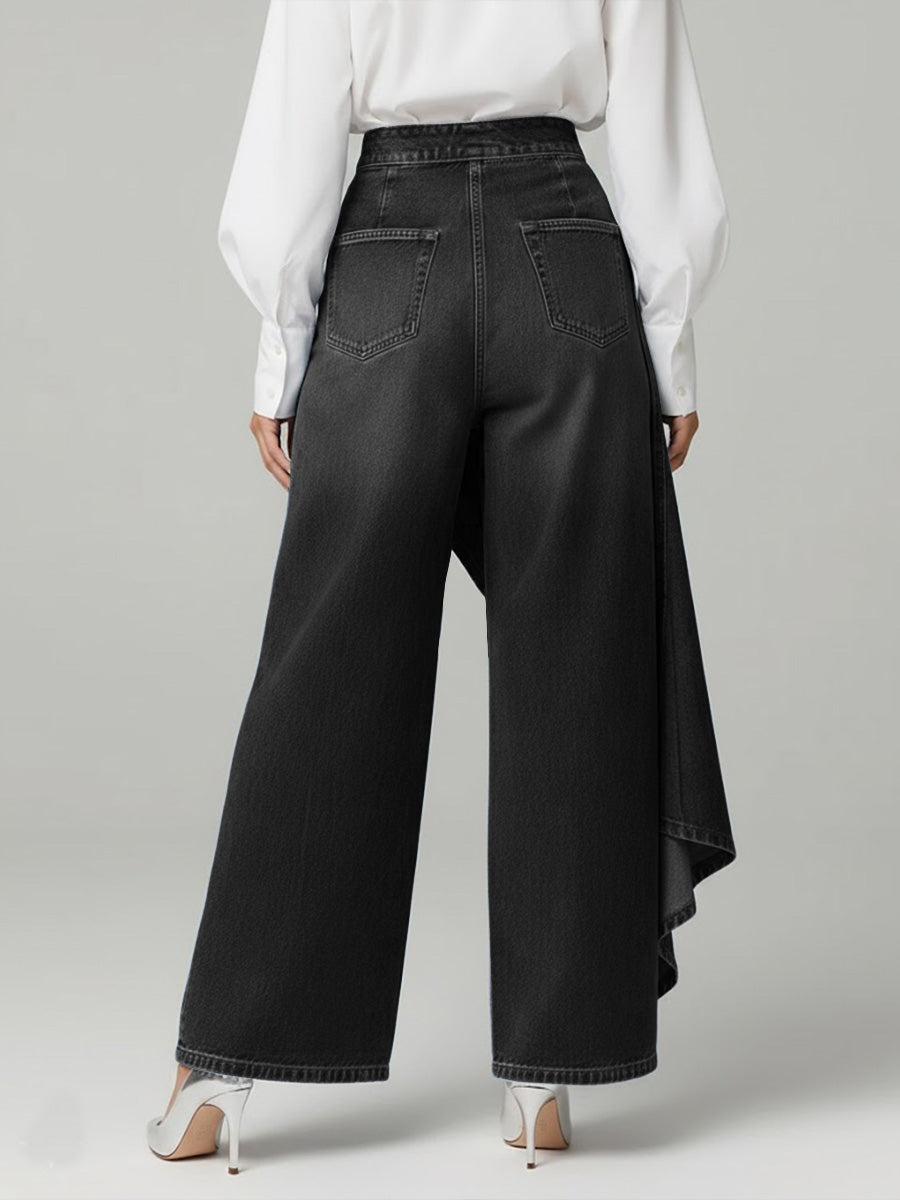 PANTALON DENIM CON VOLANTE