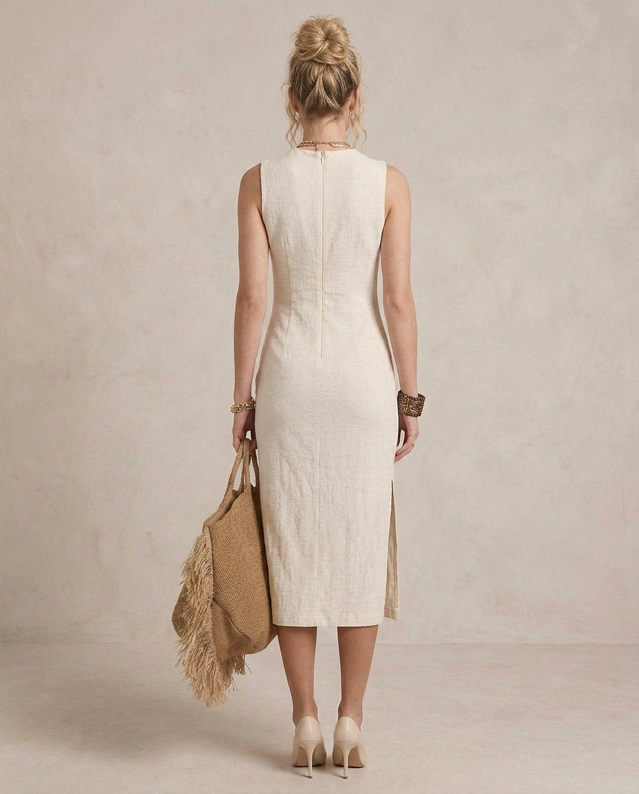 YASSI | Vestido midi acanalado