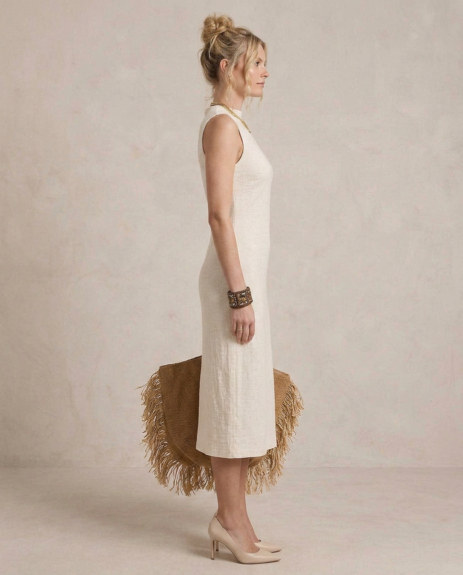 YASSI | Vestido midi acanalado