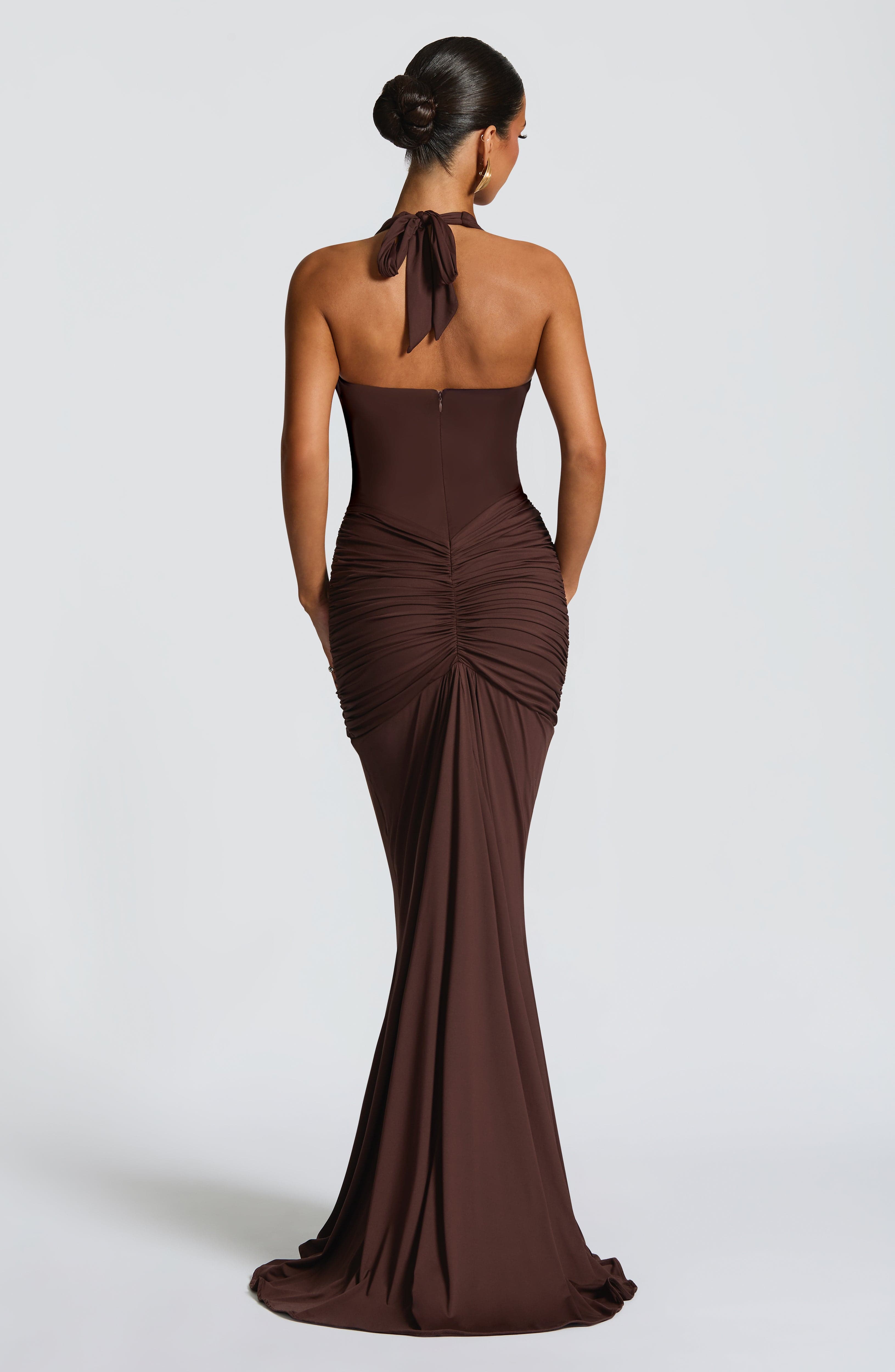 VESTIDO LARGO HALTER DRAPEADO