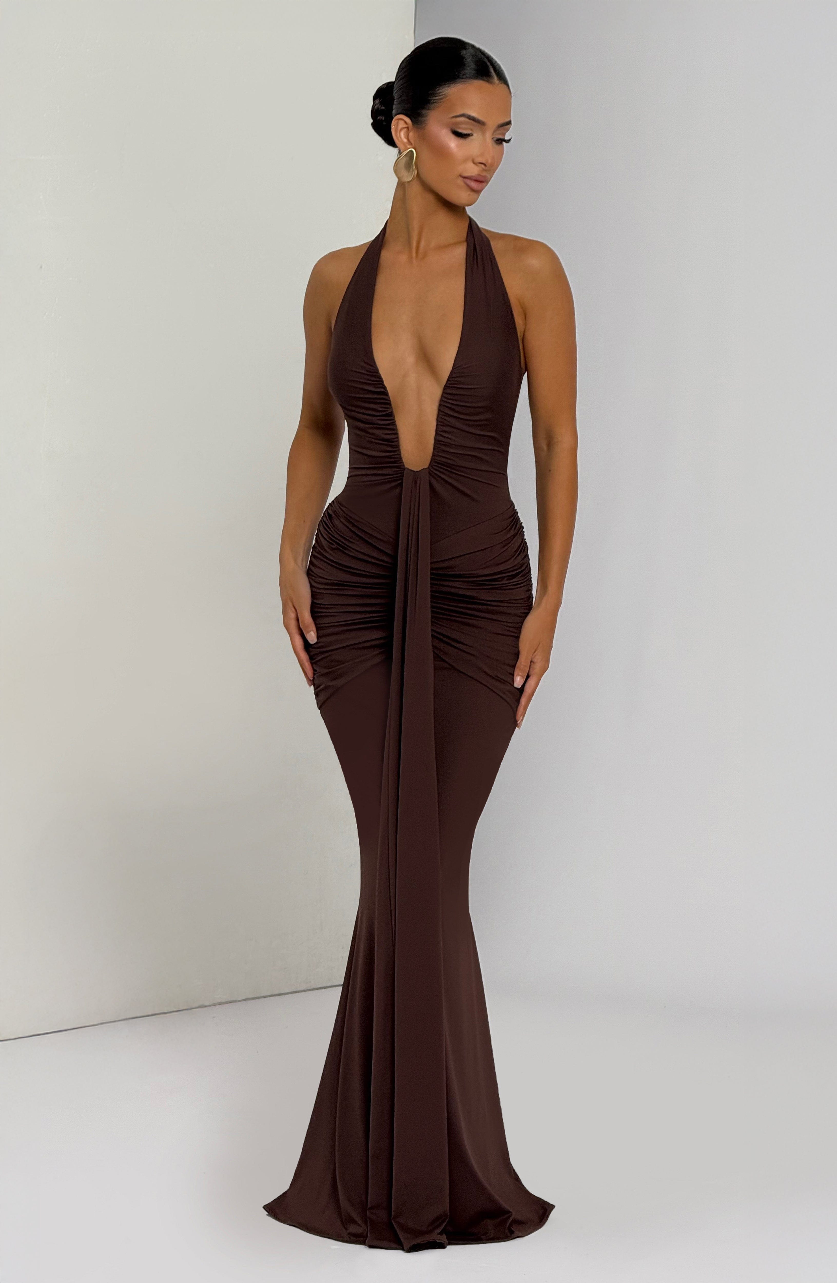 VESTIDO LARGO HALTER DRAPEADO